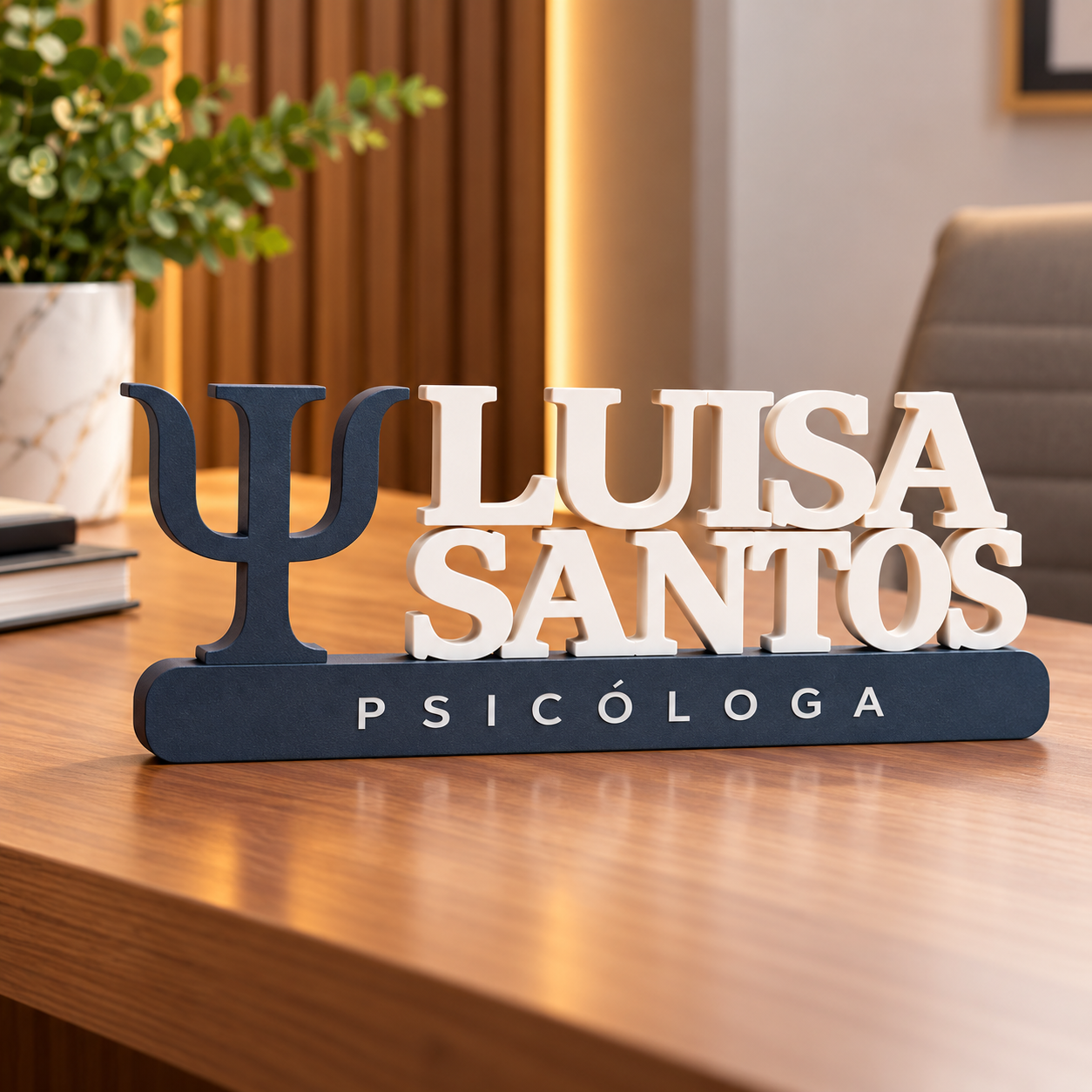 Placa De Mesa Personalizada Nome Profissão Psicologia